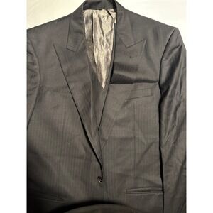 Arrons Fine Custom Clothing Men's Black Pinstripe Suit Vest Blazer 2 Piece Set